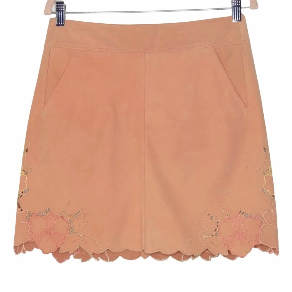 The Wrights Leather Skirt Laser Cut Embroidered